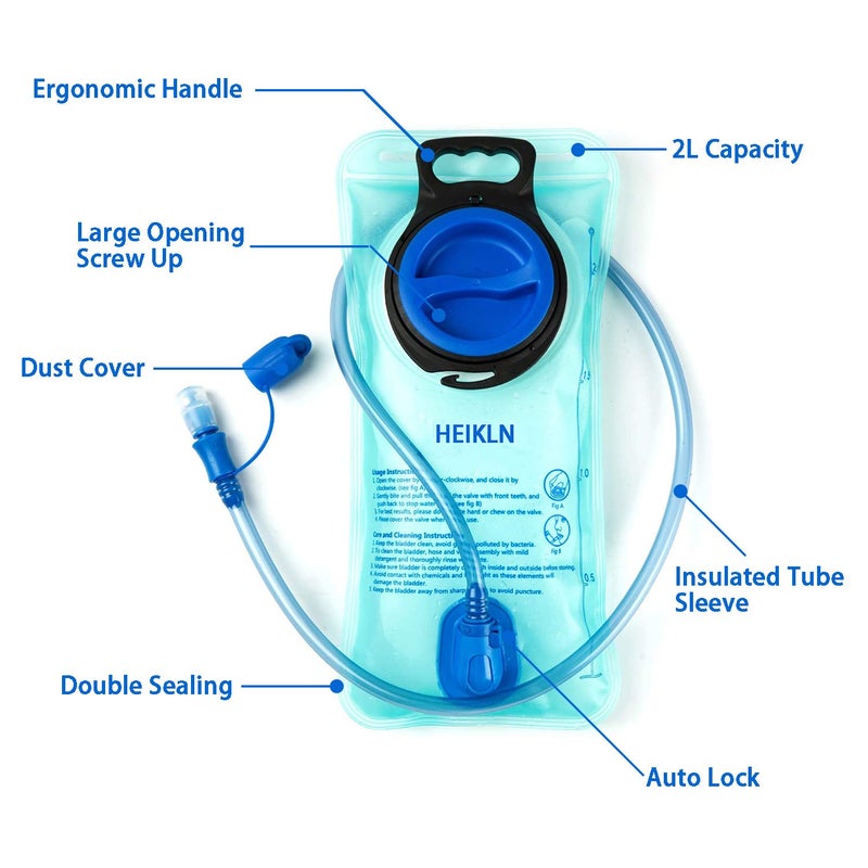 HEIKLN 2 Pack Hydration Bladder 2 Liter,Leak Proof Water Reservoir, BPA Free Military Water Storage Bladder Bag Hydration Pack Replacement Easy Clean for Bicycling Hiking Camping Hunting Running - Image 2